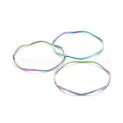 ファッション 201 ステンレススチール バングルセット  虹色  2-5/8インチ（6.8cm）  3個/セット&nbsp;BJEW-L664-017M-1