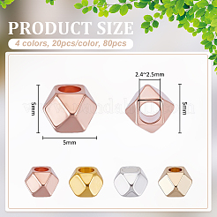 80Pcs 4 Colors Brass Spacer Beads&nbsp;KK-PH0015-20