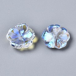 透明ガラスビーズ  ABカラーメッキ  花  クリアAB  15x15x6mm  穴：1.2mm&nbsp;GLAA-Q089-003-C001