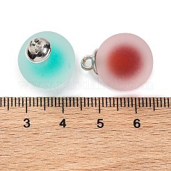 フロスト樹脂の丸型ペンダント  プラチナメッキ合金ループ付きボールインナーチャーム  ミックスカラー  20x15mm  穴：2mm&nbsp;RESI-U002-09