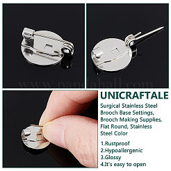 40Pcs 316 Surgical Stainless Steel Brooch Base Settings&nbsp;STAS-UN0053-56