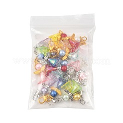 アクリル＆ガラスパール＆合金ペンダント装飾8個  天使  合金製カニカン付き  ミックスカラー  40mm&nbsp;HJEW-FS00071