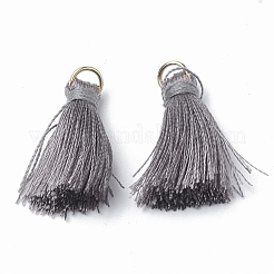 ナイロンタッセルパーツ  非溶接鉄丸カン付き  ゴールドカラー  グレー  26~33x4.5~5mm  穴：2mm&nbsp;OCOR-S106-16