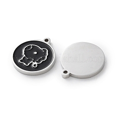 304 Stainless Steel Black Enamel Charms&nbsp;STAS-M102-17P-01