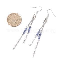 Round 304 Stainless Steel Natural Sodalite Dangle Earrings&nbsp;EJEW-JE06783-02