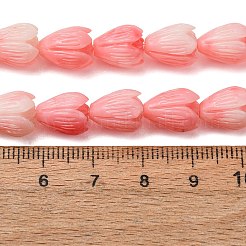 合成サンゴ染め彫刻ビーズ連売り  花  サンゴ  10~10.5x8~9mm  穴：1mm  約25~26個/連  10.04''~10.43''（25.5~26.5センチメートル）&nbsp;SH-CBAE713-05A