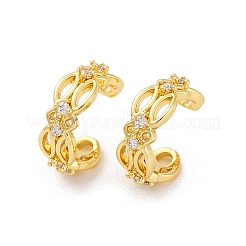 Rack Plating Brass Micro Pave Clear Cubic Zirconia Cuff Earrings&nbsp;EJEW-H147-01G