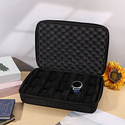 ハンドル付き15スロットEVAウォッチオーガナイザー収納ボックス  長方形  ブラック  25x33.5x7.8cm&nbsp;CON-WH0089-228