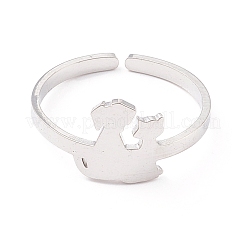 Non-Tarnish Kittens and Puppies 304 Stainless Steel Cuff Ring for Women&nbsp;LS-RJEW-B035-09P