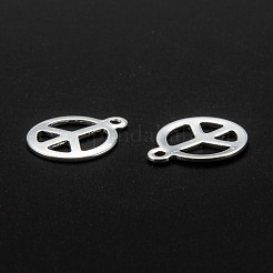 ステンレスペンダント201個  ピースサイン  銀  15x12.5x1mm  穴：1.4mm&nbsp;STAS-O110-05S