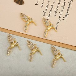 5個真鍮マイクロパヴェキュービックジルコニアペンダント  丸カン付き  ニッケルフリー  鳥  16KGP本金メッキ  20x30x4mm  穴：3mm&nbsp;ZIRC-SZ0002-43