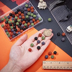 100 個 4 色のポリマークレイパヴェラインストーンビーズ  ディスコボールビーズ  pp13（1.9~2mm）  6列ラインストーン  ミックスカラー  pp13（1.9~2mm）  6列ラインストーン  10mm  穴：1.5mm  25個/カラー&nbsp;RB-WR0001-05