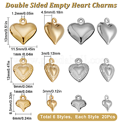 120Pcs 6 Style Stainless Steel Heart Charms&nbsp;STAS-SC0003-98