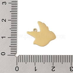304ステンレススチールエナメルペンダント  鳥のチャーム  ゴールドカラー  ホワイト  16.5x14.5x1mm  穴：1mm&nbsp;STAS-P377-09G