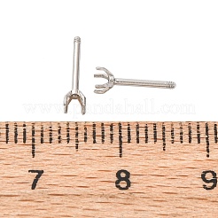 304ステンレススチールスタッドピアス金具  ステンレス鋼色  トレイ：2.5mm  9.5x3mm  ピン：0.8x8mm&nbsp;STAS-B091-02A-02P