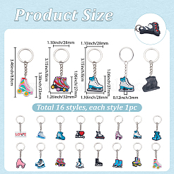 16Pcs 16 Styles Sports Theme PVC Plastic Keychains&nbsp;KEYC-SP0001-69
