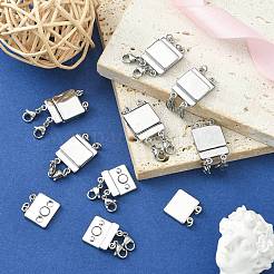 亜鉛合金ボックスマグネットクラスプコンバーター  マルチ連クラスプ  ネックレスレイヤリングクラスプ  カドミウムフリー＆鉛フリー  長方形  プラチナ  33x14x4mm&nbsp;PALLOY-C159-01P
