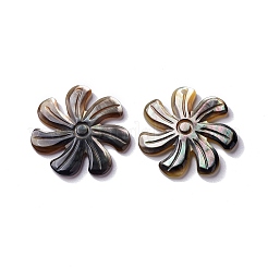 天然石ブラックリップシェルペンダント  花のチャーム  29x30x3mm  穴：1.5mm&nbsp;SHEL-P015-04