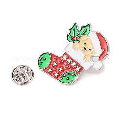 クリスマステーマのエナメルピン  バックパックの服に合う亜鉛合金の動物ブローチ  プラチナ  20.5x29mm&nbsp;JEWB-S027-01C