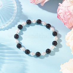 Glass Pearl Beads Necklace & Bracelet & Dangle Earring Sets for Women&nbsp;SJEW-JS01322