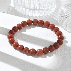 Natural Red Jasper Round Beaded Stretch Bracelets&nbsp;GG-CBA12F1-02A-02