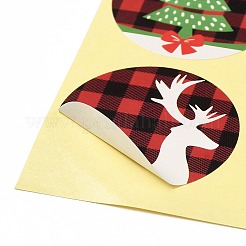 48Pcs Christmas Theme Round Dot Paper Picture Stickers for DIY Scrapbooking&nbsp;STIC-E003-01
