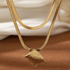 Rhombus 304 Stainless Steel Double Layer Pendant Necklaces & Stud Earrings & Rings Sets for Women&nbsp;FS-WGC5D67-01