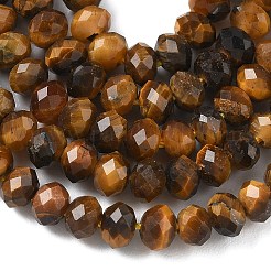 天然石タイガーアイビーズ連売り  多面カット  ロンデル  きいろ  5.5~6.5x4.5mm  穴：1mm  約91~94個/連  15.35''（39cm）〜15.43''（39.2cm）&nbsp;G-D344-A20-03