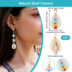 30Pcs Natural Cowrie Shell Copper Wire Wrapped Pendants&nbsp;BSHE-BBC0001-03