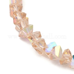 透明ガラスビーズ連売り  多面カット  ABカラー  三角形  桃パフ  4~4.5x4~4.5x2.5mm  穴：0.8mm  約128~136個/連  11.10''~12.44''（28.2~31.6センチメートル）&nbsp;EGLA-P061-04A-AB02