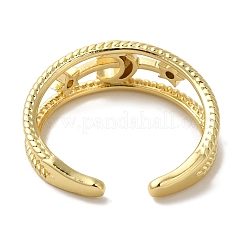 Moon & Star Rack Plating Brass Open Cuff Finger Rings for Women&nbsp;RJEW-L123-100G