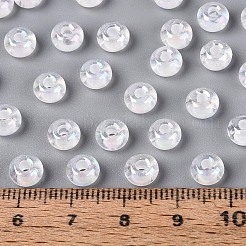Fgb内側色透明ガラスシードビーズ  ロンデル  ホワイト  6x4mm  穴：2mm  約2000個/450g&nbsp;SEED-T009-01L