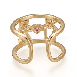 Brass Micro Pave Cubic Zirconia Cuff Rings&nbsp;RJEW-Z003-02G