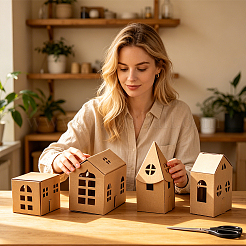 7Sets 7 Styles House Kraft Paper Gift Packing Boxes&nbsp;CON-PH0003-53