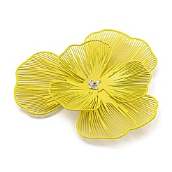 スプレー印刷された430ステンレススチールビーズキャップ  花  きいろ  45x48x5~7mm  穴：0.9mm&nbsp;STAS-P359-03A