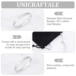 1Pc Stainless Steel Grooved Bangles&nbsp;STAS-UN0042-50A-P