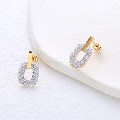 Stainless Steel Oval Dangle Stud Earrings&nbsp;UD6518-2
