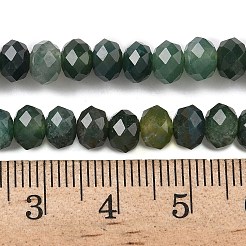 天然石モスアゲートビーズ連売り  多面カット  ロンデル  5.5~6.5x4.5mm  穴：1mm  約91~94個/連  15.35''（39cm）〜15.43''（39.2cm）&nbsp;X-G-D344-A11