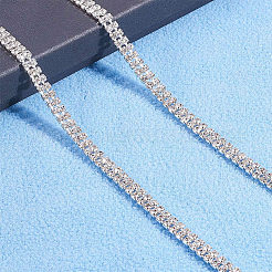 真鍮製ラインストーンストラスチェーン  [2]列ラインストーンカップチェーン  銀  6x2.5mm&nbsp;CHC-BC0001-09B