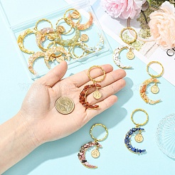 12Pcs Natural & Synthetic Gemstone Moon Keychains&nbsp;KEYC-YW00237