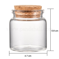 ビーズ容器用ガラスジャーガラスびん  コルク栓付き  ウィッシングボトル  透明  58x47mm  ボトルネック：直径36mm  容量：23ml（0.77液量オンス）&nbsp;X-CON-E008-58x47mm