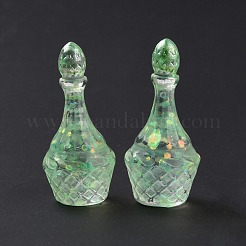 ダミーボトル透明レジンカボション  スパンコール  芝生の緑  33.5x15.5mm&nbsp;RESI-E025-05A