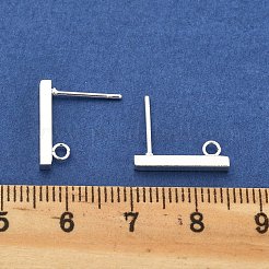長方形 304 ステンレス スタッド イヤリング 金具  カン付き  銀  15.2x2mm  穴：1.8mm  ピン：0.7mm&nbsp;STAS-L244-14A-S