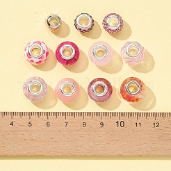 24スタイルのヨーロピアンビーズ12個。  アクリル & ガラス & ステンレス & レジン & ポリマークレイ ラインストーン 大穴ビーズ  ロンデル  プラム  10~15x7~11mm  穴：5mm  2個/スタイル&nbsp;DIY-FS0003-45