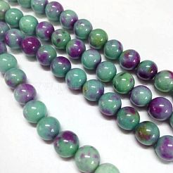 翡翠ビーズ連売り  天然な白翡翠  染め  ラウンド  カラフル  6mm  穴：1mm  約69個/連  15.7インチ&nbsp;X-G-D264-6mm-XH06