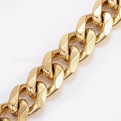 メンズ 304 ステンレススチール カーブチェーンブレスレット  カニカン付き  多面カット  ゴールドカラー  8-5/8インチ（220mm）  10x4.5mm&nbsp;BJEW-I238-10G