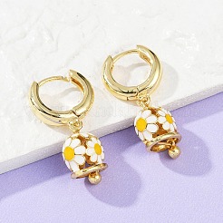 Flower Brass Enamel Hoop Earrings&nbsp;EJEW-Z115-08G