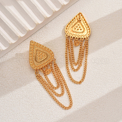 Alloy Triangle with Chain Charm Dangle Stud Earrings &nbsp;KQ5554