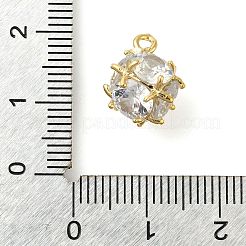 Round Rack Plating Brass with Cubic Zirconia Pendants Charms&nbsp;KK-S396-14