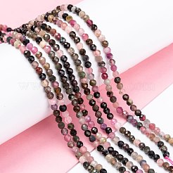 天然のマルチカラートルマリンビーズ連売り  多面カット  ラウンド  3mm  穴：0.5~0.6mm  約133~144個/連  15.3~15.7インチ（39~40cm）&nbsp;G-F460-51